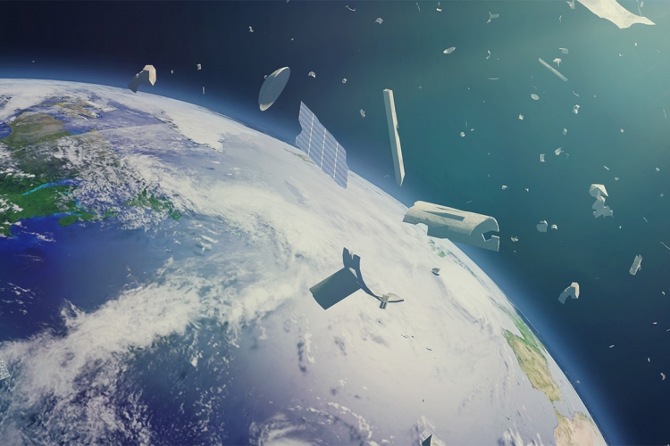 Space Debris: alt="it's filled with a growing problem: space debris. According to the European Space Agency. There are over 128 million debris objects in orbit, with many more too small to track."